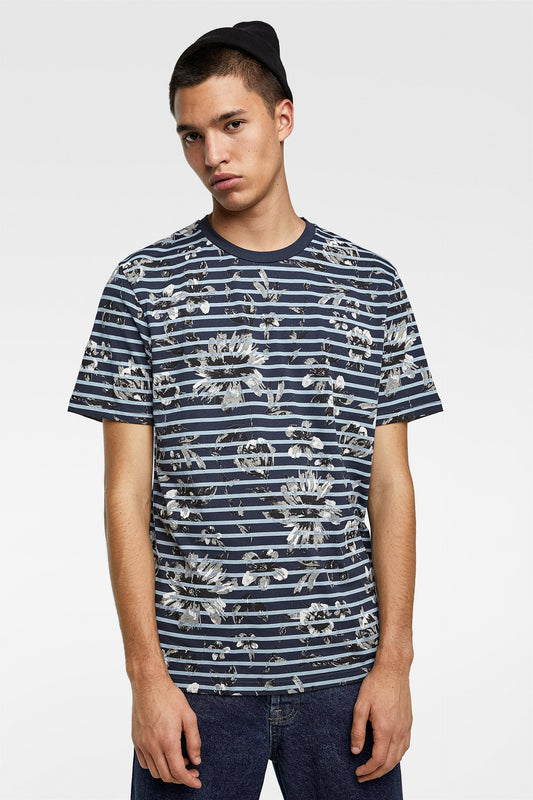 Floral And Stripe Print T-Shirt